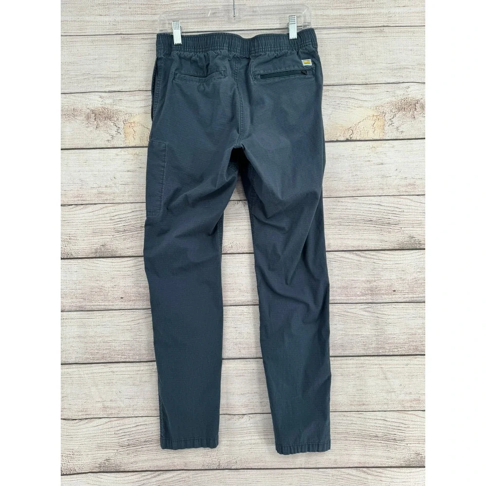 Vuori Ripstop Climber Pants Mens 28 Charcoal Grey Elastic Waist Zip Cargo Pocket